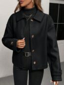 Abrigo Cocoon Casual para Mujer de Hombros Caídos