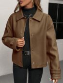 Abrigo Cocoon Casual para Mujer de Hombros Caídos