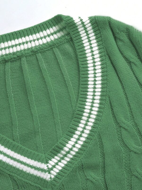 Sweater a Rayas con Cuello en V y Manga Larga - Image 23