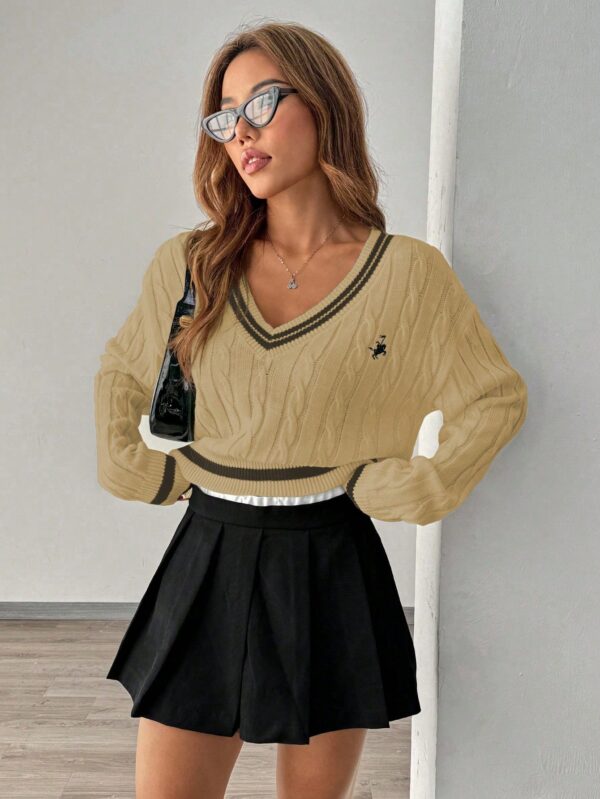 Sweater a Rayas con Cuello en V y Manga Larga - Image 15