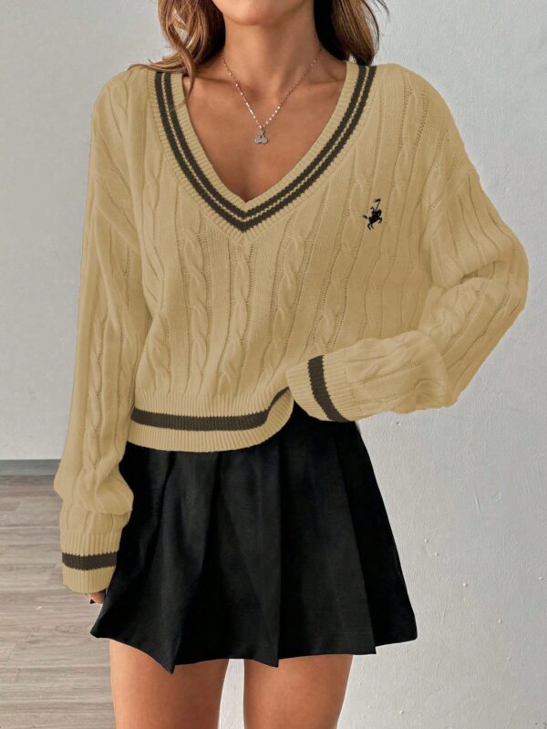 Sweater a Rayas con Cuello en V y Manga Larga - Image 16