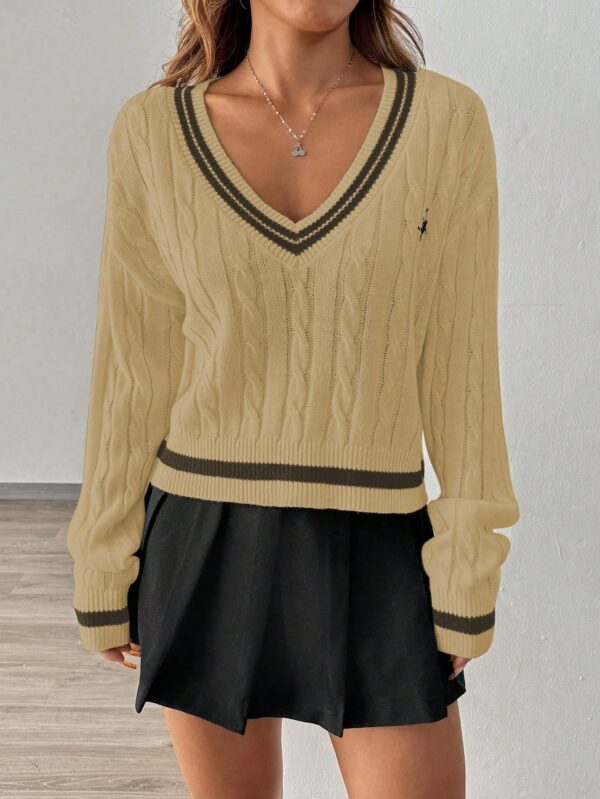 Sweater a Rayas con Cuello en V y Manga Larga - Image 17