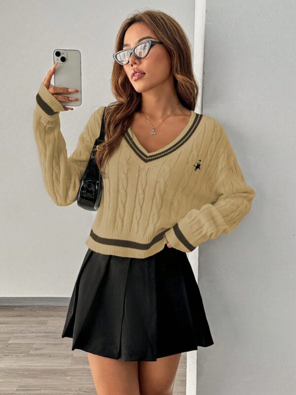 Sweater a Rayas con Cuello en V y Manga Larga - Image 19