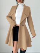 Abrigo Elegante de Cuello Alto y Manga Larga en Tweed