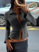 Camisa Casual a Rayas Manga Larga