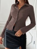 Camisa a Rayas de Manga Larga para Mujer Estilo Casual