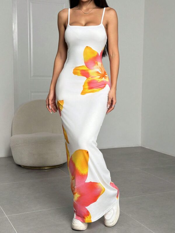 Vestido Largo Elegante con Estampado Floral y Tirantes Delgados - Image 22