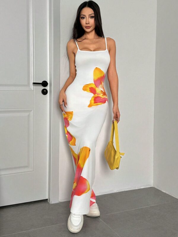 Vestido Largo Elegante con Estampado Floral y Tirantes Delgados - Image 27