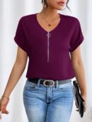 Blusa Casual con Cremallera y Manga Murciélago