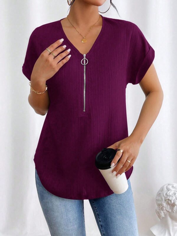 Blusa Casual con Cremallera y Manga Murciélago - Image 12