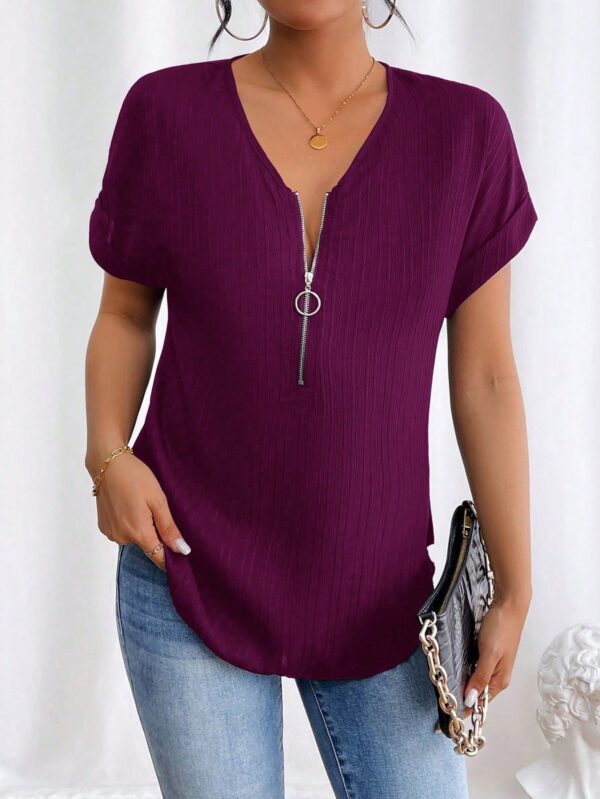 Blusa Casual con Cremallera y Manga Murciélago - Image 13