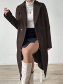 Abrigo Casual de Doble Botonadura y Cuello Solapa