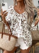 Blusa Bohemia con Cuello V y 3/4 de Manga