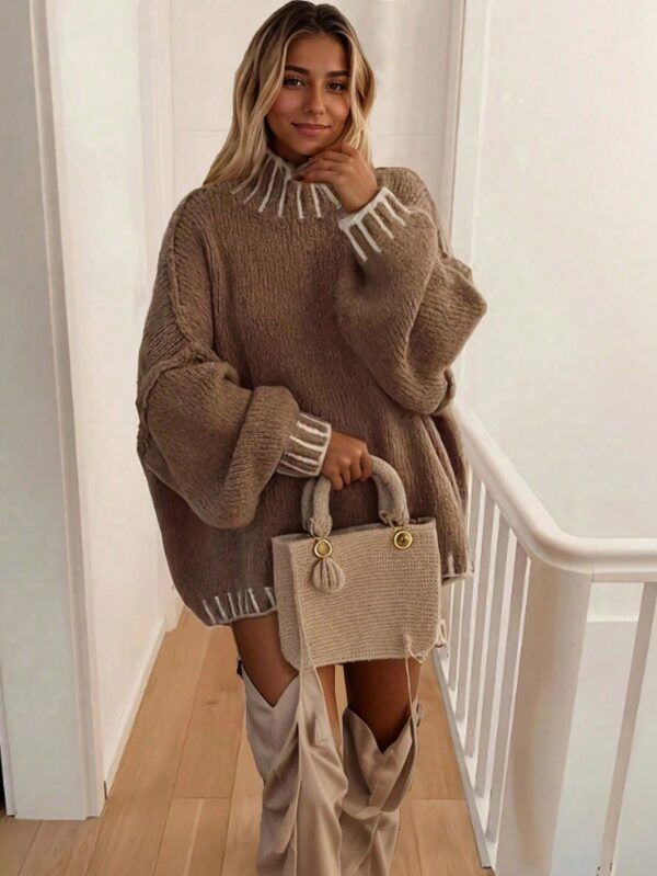Sweater Casual Oversize con Cuello y Puños Estampados - Image 13