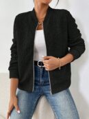 Chaqueta Tejida Jacquard Casual en Color Caqui