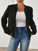 Chaqueta Tejida Jacquard Casual en Color Caqui