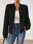 Chaqueta Tejida Jacquard Casual en Color Caqui
