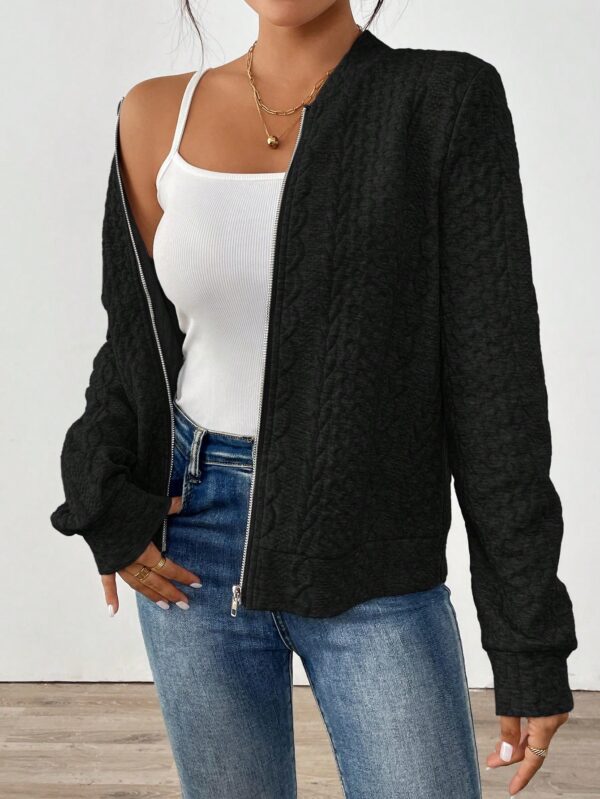 Chaqueta Tejida Jacquard Casual en Color Caqui - Image 20