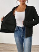 Chaqueta Tejida Jacquard Casual en Color Caqui