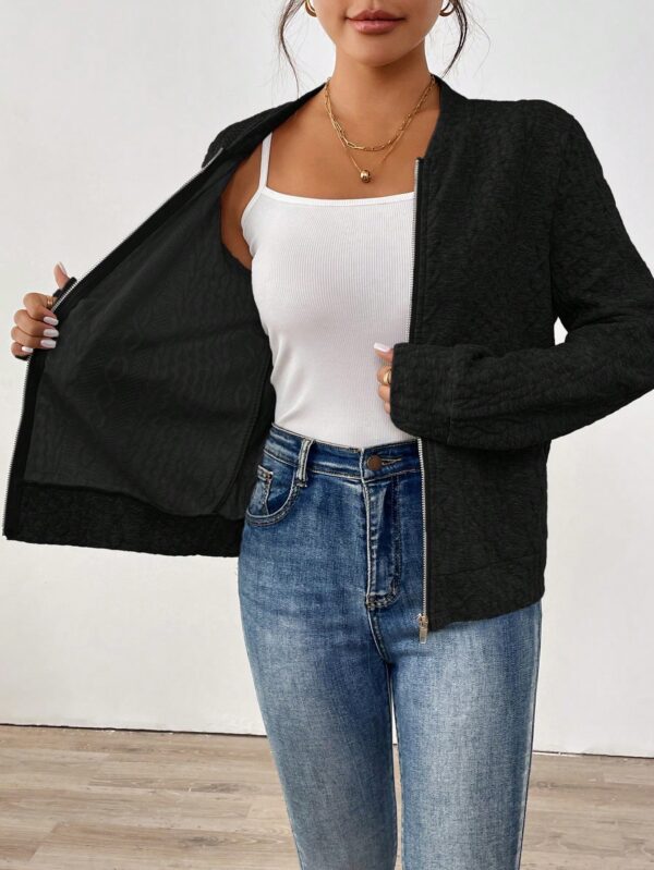 Chaqueta Tejida Jacquard Casual en Color Caqui - Image 21