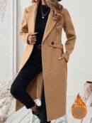 Abrigo Camel Casual de Doble Botonadura con Cinturón