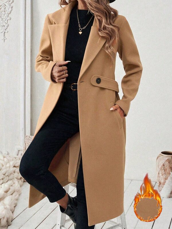 Abrigo Camel Casual de Doble Botonadura con Cinturón - Image 19