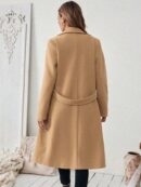 Abrigo Camel Casual de Doble Botonadura con Cinturón