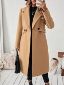 Abrigo Camel Casual de Doble Botonadura con Cinturón