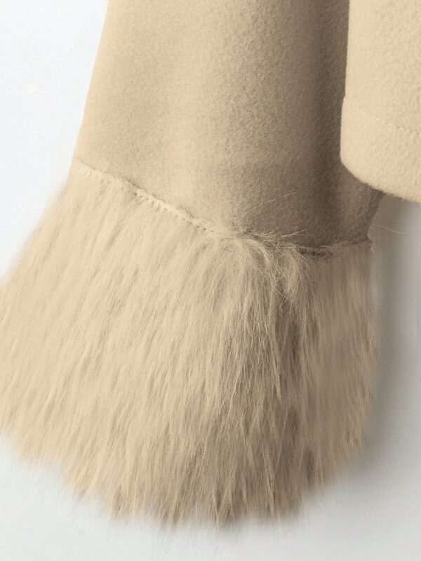 Abrigo Elegante de Color Sólido con Puños de Piel y Lazo Decorativo - Image 15