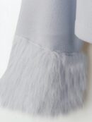 Abrigo Elegante de Color Sólido con Puños de Piel y Lazo Decorativo