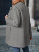 Chaqueta Midi Casual de Cuello Alto para Mujer