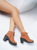 Botines de Tacón Grueso y Cordones Estilo Británico