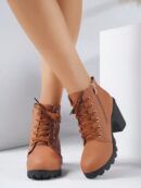 Botines de Tacón Grueso y Cordones Estilo Británico