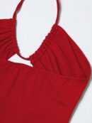 Vestido Largo Halter Sin Mangas con Espalda Descubierta y Abertura Lateral