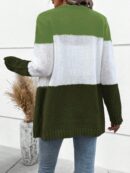 Cardigan Tejido Tricolor con Botones y Cuello en V