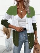 Cardigan Tejido Tricolor con Botones y Cuello en V