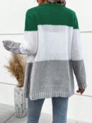 Cardigan Tejido Tricolor con Botones y Cuello en V