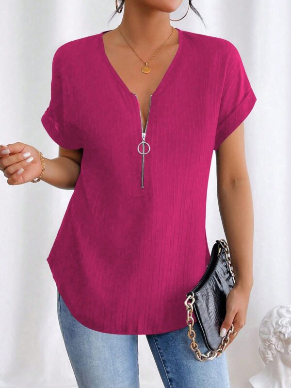 Blusa Casual con Cremallera y Manga Murciélago - Image 69