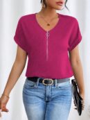 Blusa Casual con Cremallera y Manga Murciélago