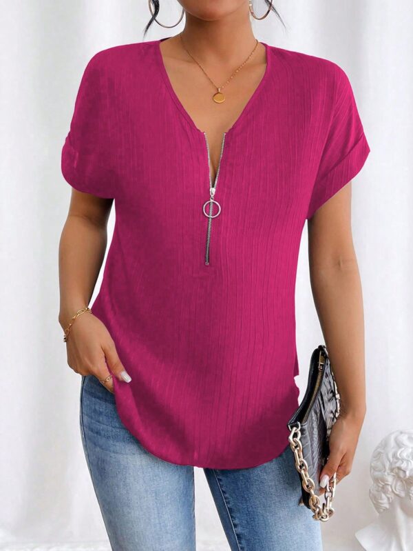 Blusa Casual con Cremallera y Manga Murciélago - Image 73