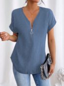 Blusa Casual con Cremallera y Manga Murciélago