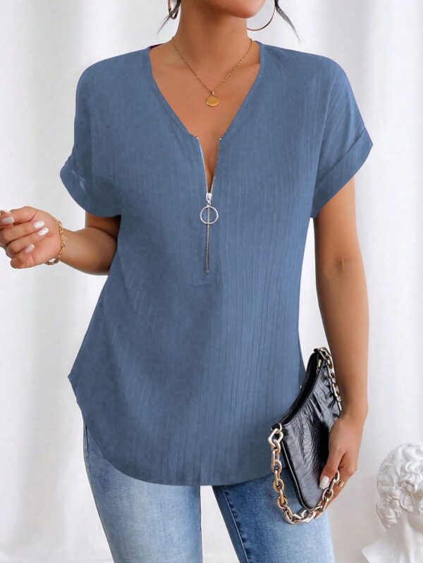 Blusa Casual con Cremallera y Manga Murciélago - Image 36