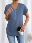 Blusa Casual con Cremallera y Manga Murciélago