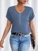 Blusa Casual con Cremallera y Manga Murciélago