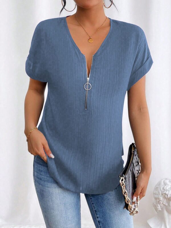 Blusa Casual con Cremallera y Manga Murciélago - Image 41