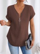 Blusa Casual con Cremallera y Manga Murciélago