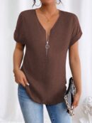 Blusa Casual con Cremallera y Manga Murciélago
