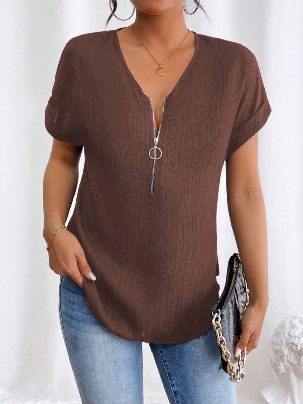 Blusa Casual con Cremallera y Manga Murciélago - Image 67