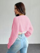 Cardigan Corto de Punto en Estilo Ballet con Mangas Raglan