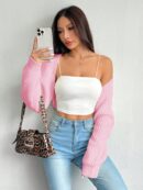 Cardigan Corto de Punto en Estilo Ballet con Mangas Raglan